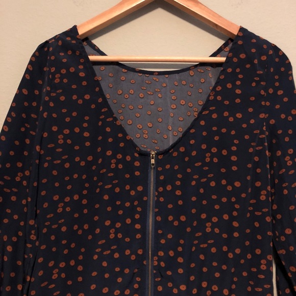 Paraella Navy with Burnt Orange Dot Dress - M - Picture 4 of 6
